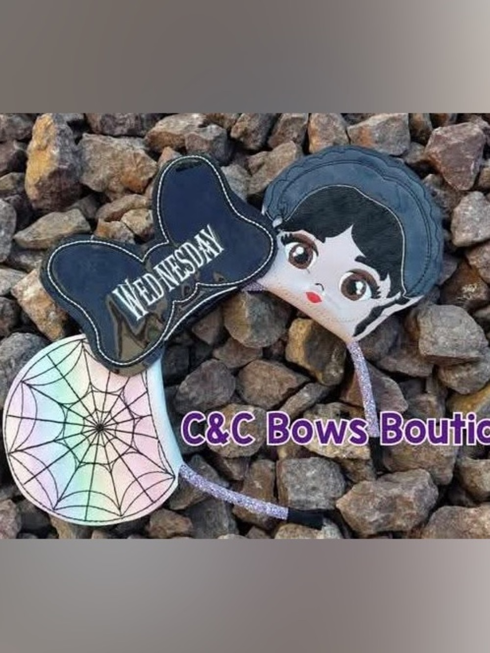 Wednesday Addams Themed Kids Headband - Black and Gray
